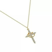 GAVONO Sophisticated Stainless Steel Crosses Crowns Necklace with Elegant Designs-Gold