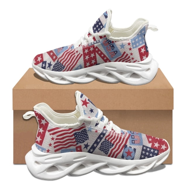 Zapatillas deportivas con estampado del 4 de julio para mujer, nuevas zapatillas deportivas de verano para exteriores, zapatillas clásicas con cordones y suela vulcanizada.
