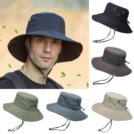 LINASHI Sun Hat for Men Wide Birm Bucket Hat UV Protection Adjustable Boonie Hat for Fishing Hiking Garden Beach