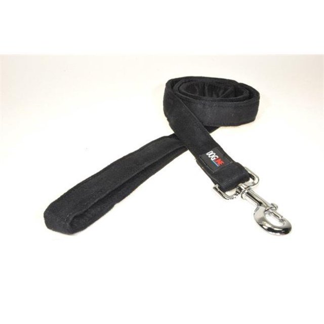 Dogline Comfort Microfiber Flat Leash for Dogs (W 1" L 4ft), Black