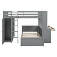 thumbnail image 6 of Harper & Bright Designs Full Over Twin Bunk Bed with Desk, Solid Wood Bunk Bed with Storage Shelves and Wardrobe, Twin Size Loft Bed with a Stand-Alone Bed, Gray, 6 of 13