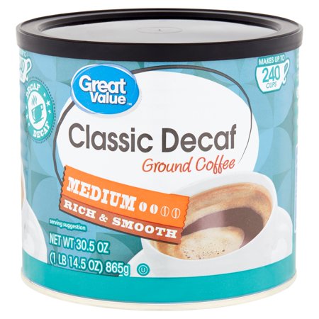 Great Value Classic Decaf Medium Ground Coffee, 30.5 (Best Decaf Coffee Brand)