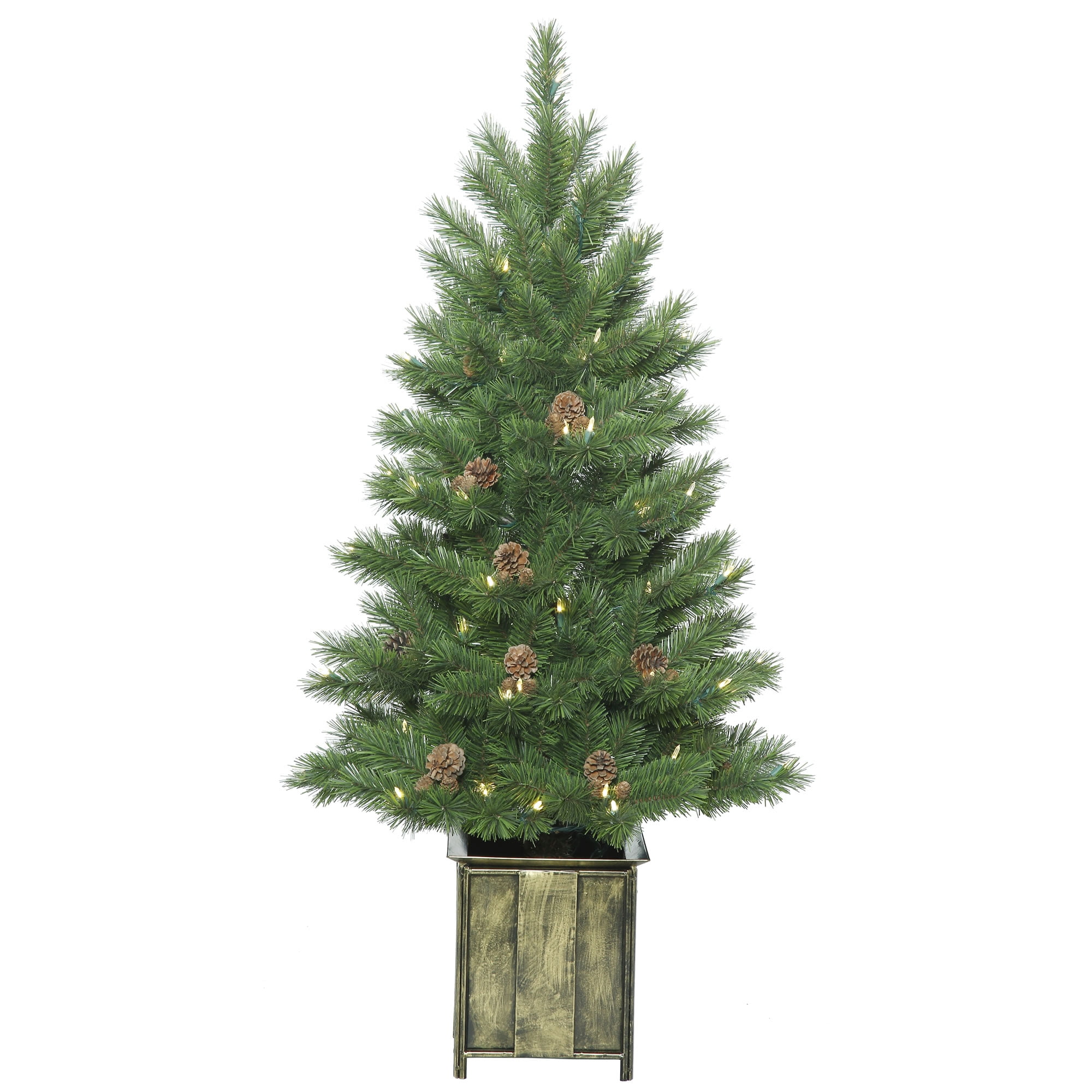 Vickerman Artificial Christmas Tree 4' x 26" Potted Newfield Fir 100