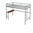 thumbnail image 2 of Tcbosik Metal Loft Bed with Desk Ladder Guardrails, Silver, 2 of 10