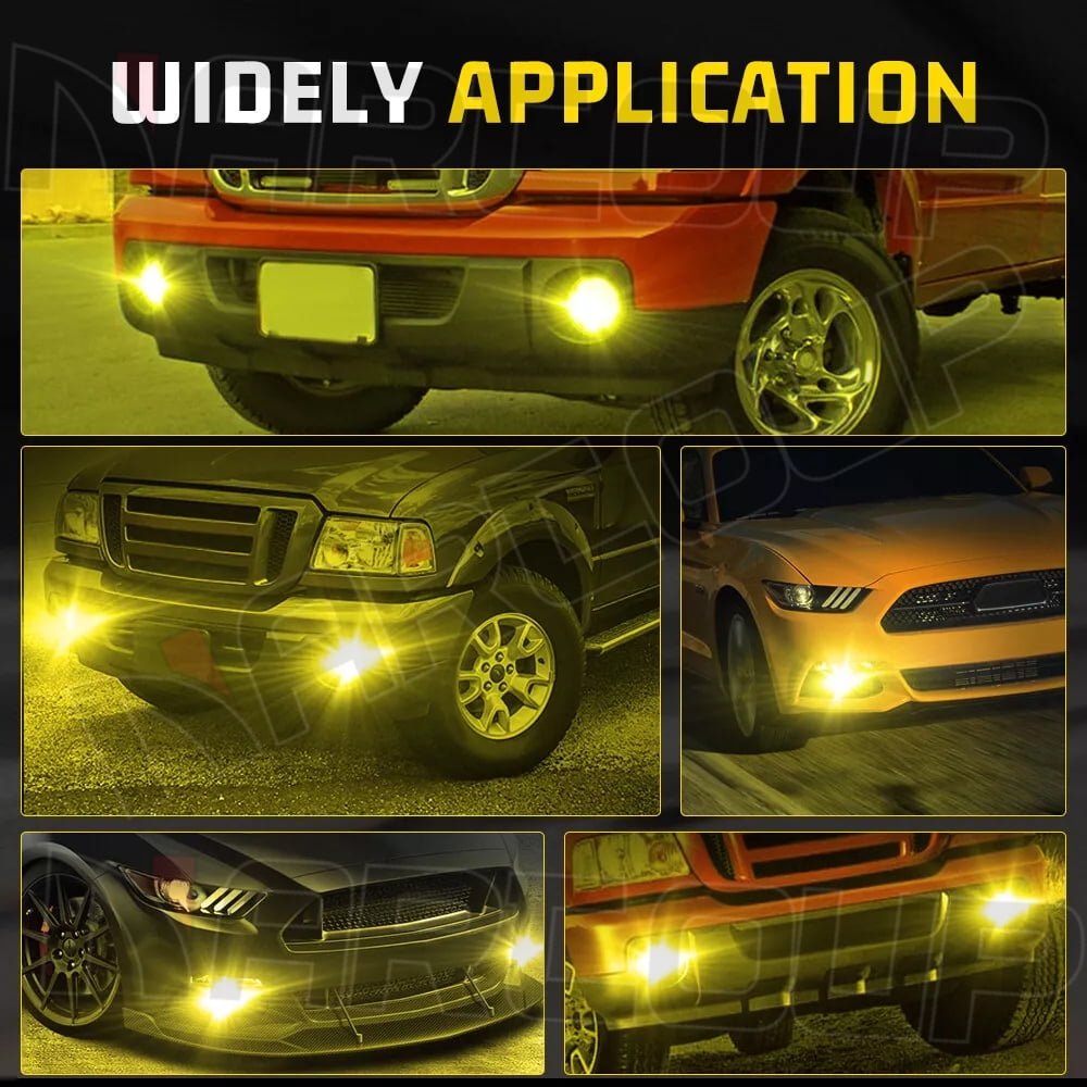 Pair Round LED Fog Lights for Ford Explorer 2011-2015, 55W 3500K Amber Yellow Off-Road Lamps Black Front Bumper LED Fog Lights