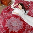 thumbnail image 4 of Manfei Female Men Red White Mandala 7-Piece Twin Bedding Sets,Bohemian Theme Bedding Comforter Set,Exotic Style Breathable Sheet Sets,Microfiber Bedroom Decor,Reversible, 4 of 8