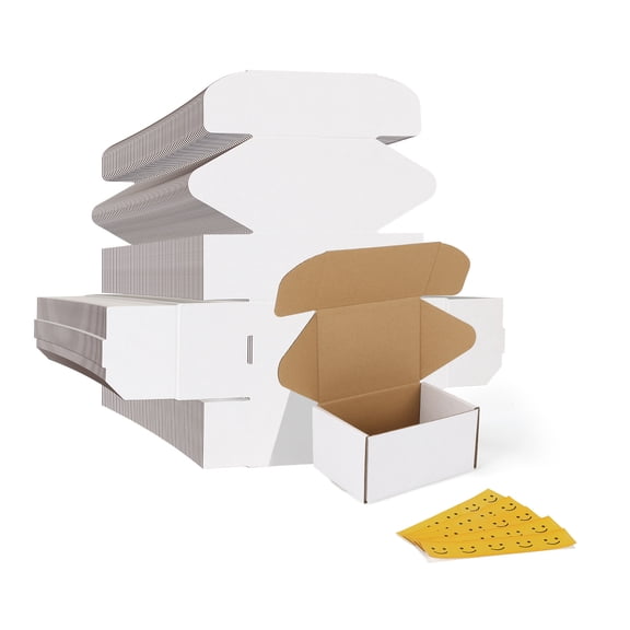 (75 pack)6x4x3 Shipping Boxes, Small Tuck-Top Corrugated Box, Mailer Box, white