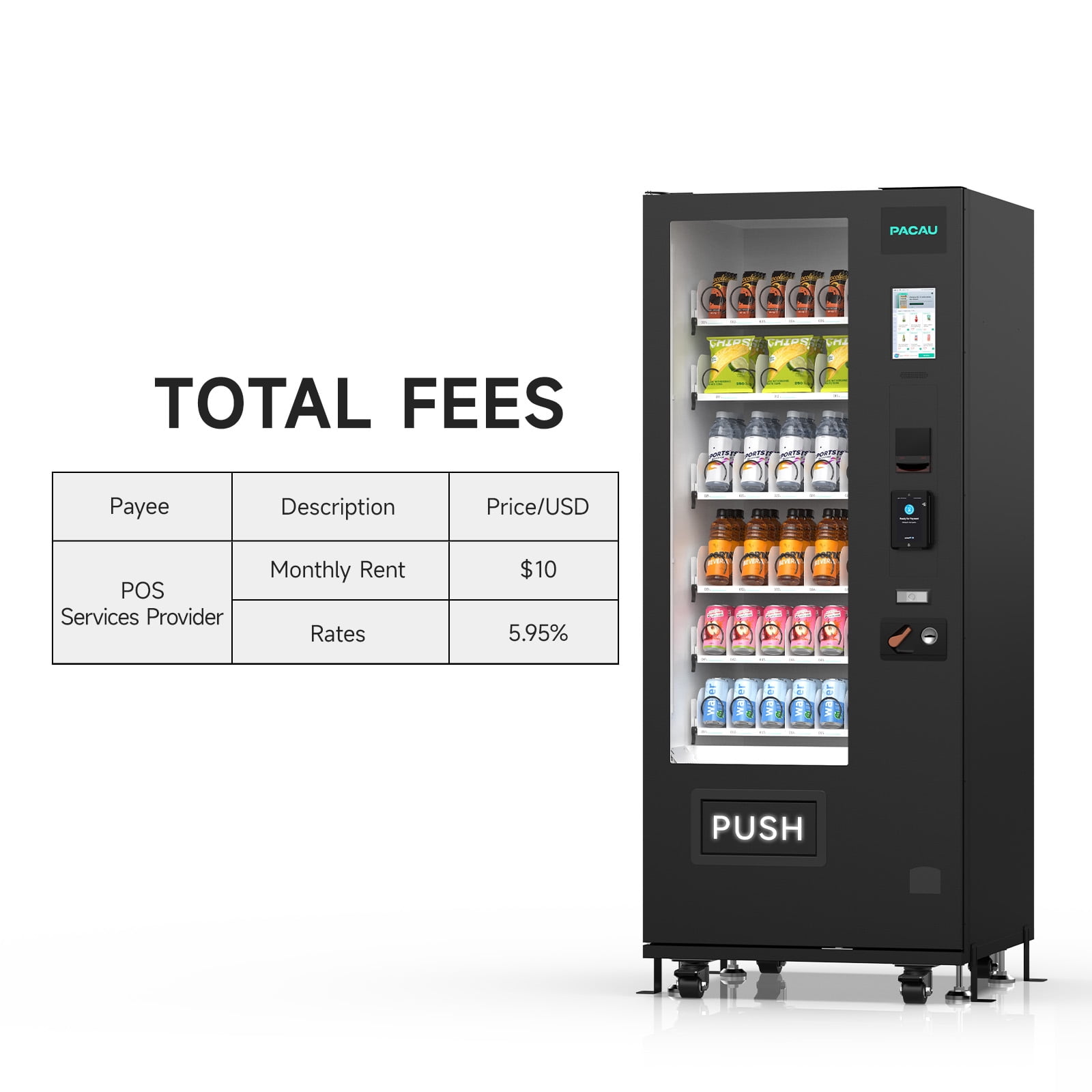 Vending Machine, 36 Slot Snack & Drink Combo, Remote App Monitoring, Dual Cash & Cashless Payment System with Bill, Coin & Card Reader, Unattended Business Vending for Office, Gym, Apartment & Hotel