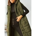 thumbnail image 2 of Women's Hooded Quilted Puffer Vest - Long Sleeveless Winter Jacket with Button Front & Pockets, 2 of 7