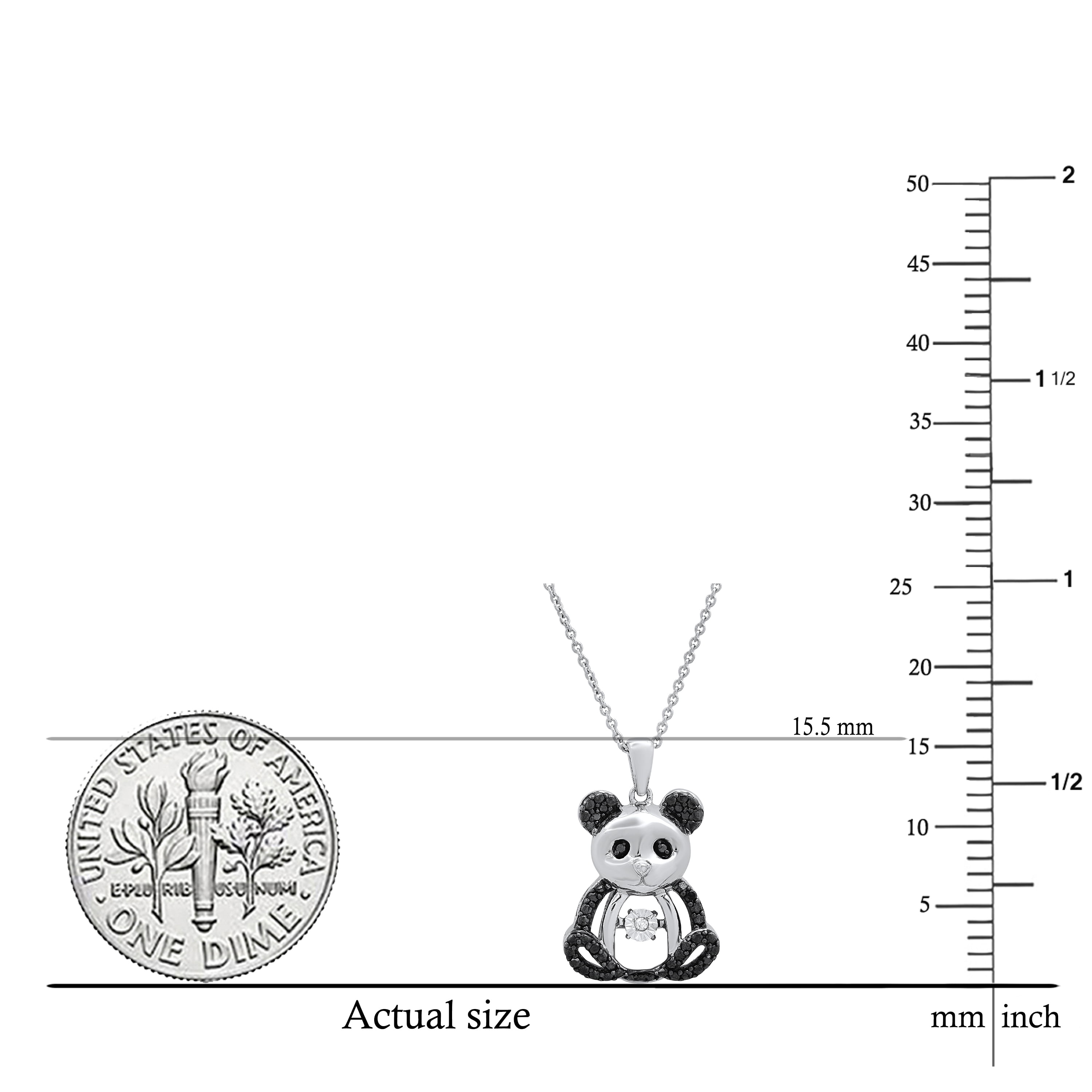 Dazzlingrock Collection Round Black & White Diamond Panda Pendant with 18 Inch Silver Chain for Women (0.07 ctw, Color Black, Clarity Opaque) in 925 Sterling Silver