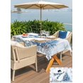thumbnail image 4 of Outdoor Tablecloth with Umbrella Hole and Zipper, Coastal Christmas Rectangle Table Cloth 60x120 Inch Waterproof Tablecloth, Beach Coral Snowman Xmas Tree Blue Wood Picnic Table Cover for Patio, 4 of 7