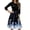 Dark Blue, variant on WTOBBY Women's Elegant Floral Print Waistband Round Neck 3/4 Sleeve Dress, Flowy Casual Sundress with Feminine Silhouette for Outings,Black L
