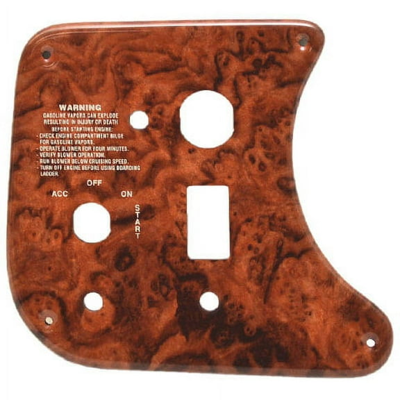 Rinker Boat Blank Ignition Panel | 7 5/8 x 7 Inch Faux Woodgrain Plastic