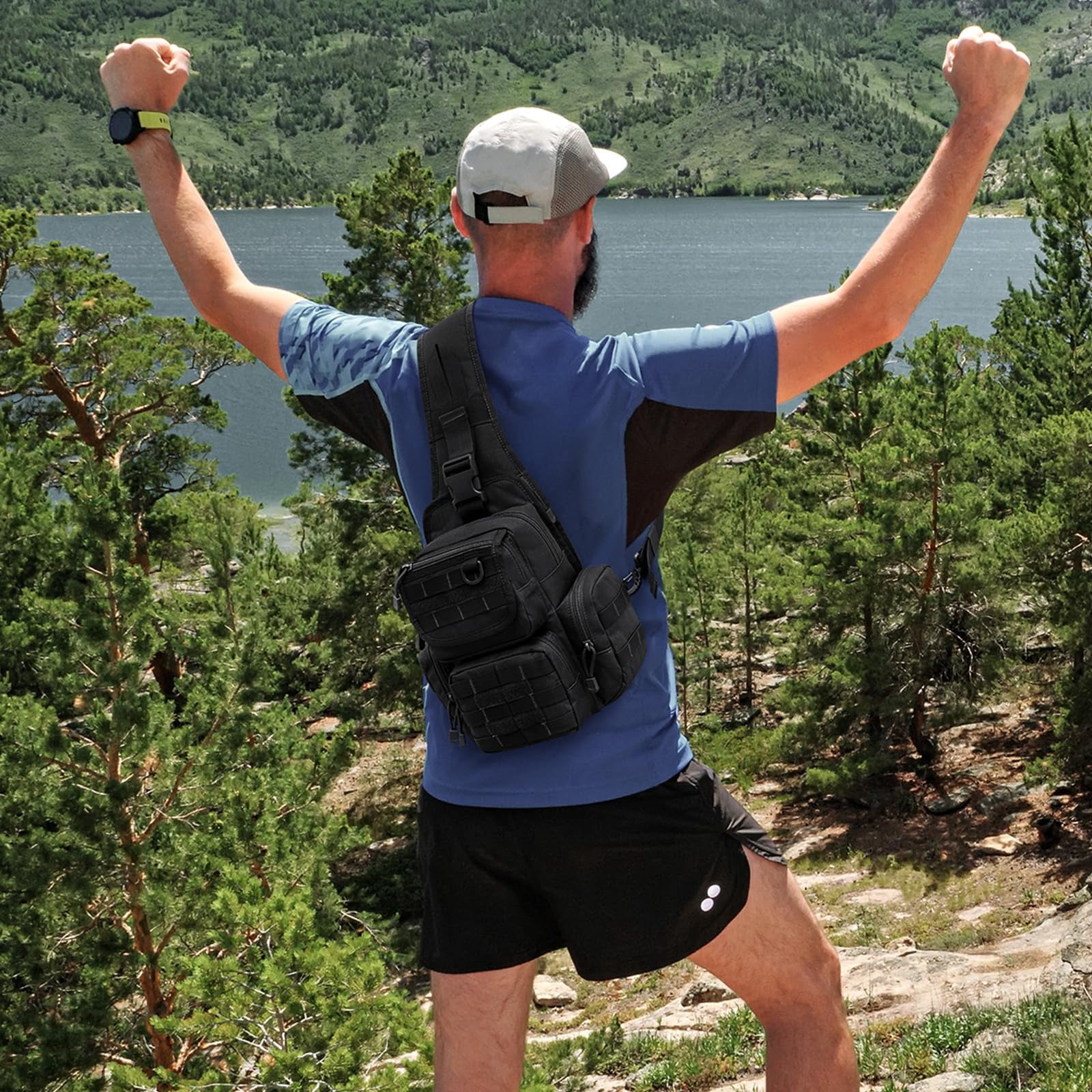 G4Free Sling Bag Pack with Adjustable Holder Small Crossbody Shoulder Backpack for Men Women