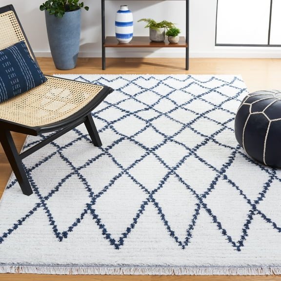 SAFAVIEH Augustine Ramona Trellis Area Rug, Ivory/Navy, 4' x 6'