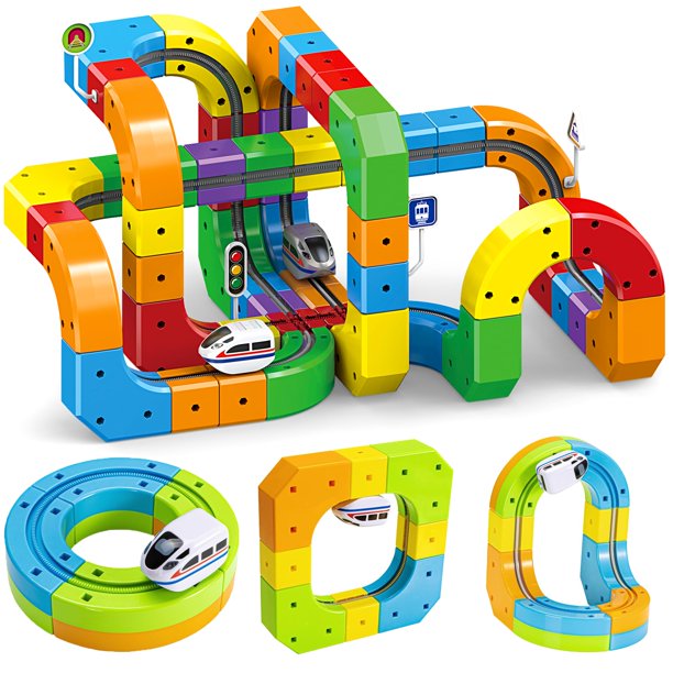 Set de tren eléctrico AUKTWE Modular 3D Flexible Race Track
