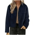 thumbnail image 2 of Delayuji Faux Suede Jacket For Women Lapel Casual Button Down Cropped Jacket Long Sleeve Outerwear Coats Work Clothes, 2 of 6