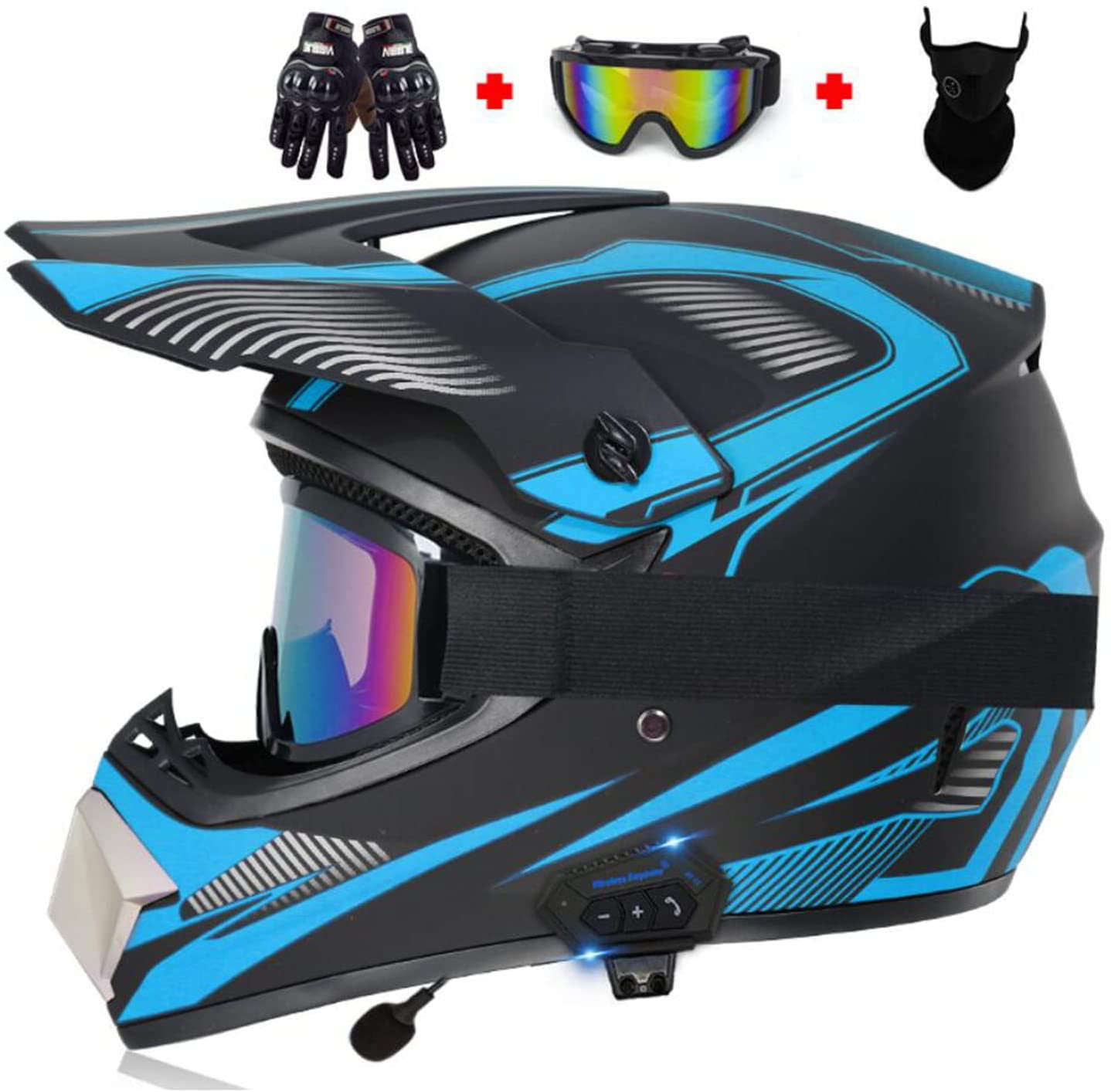ATV MX Dirt Bike Off-Road Helmet DOT/ECE Approved with Goggle Mask and Gloves