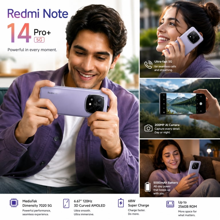 Redmi Note 14 Pro Plus 5G 256GB ROM 8GB RAM Dual SIM GSM Unlocked