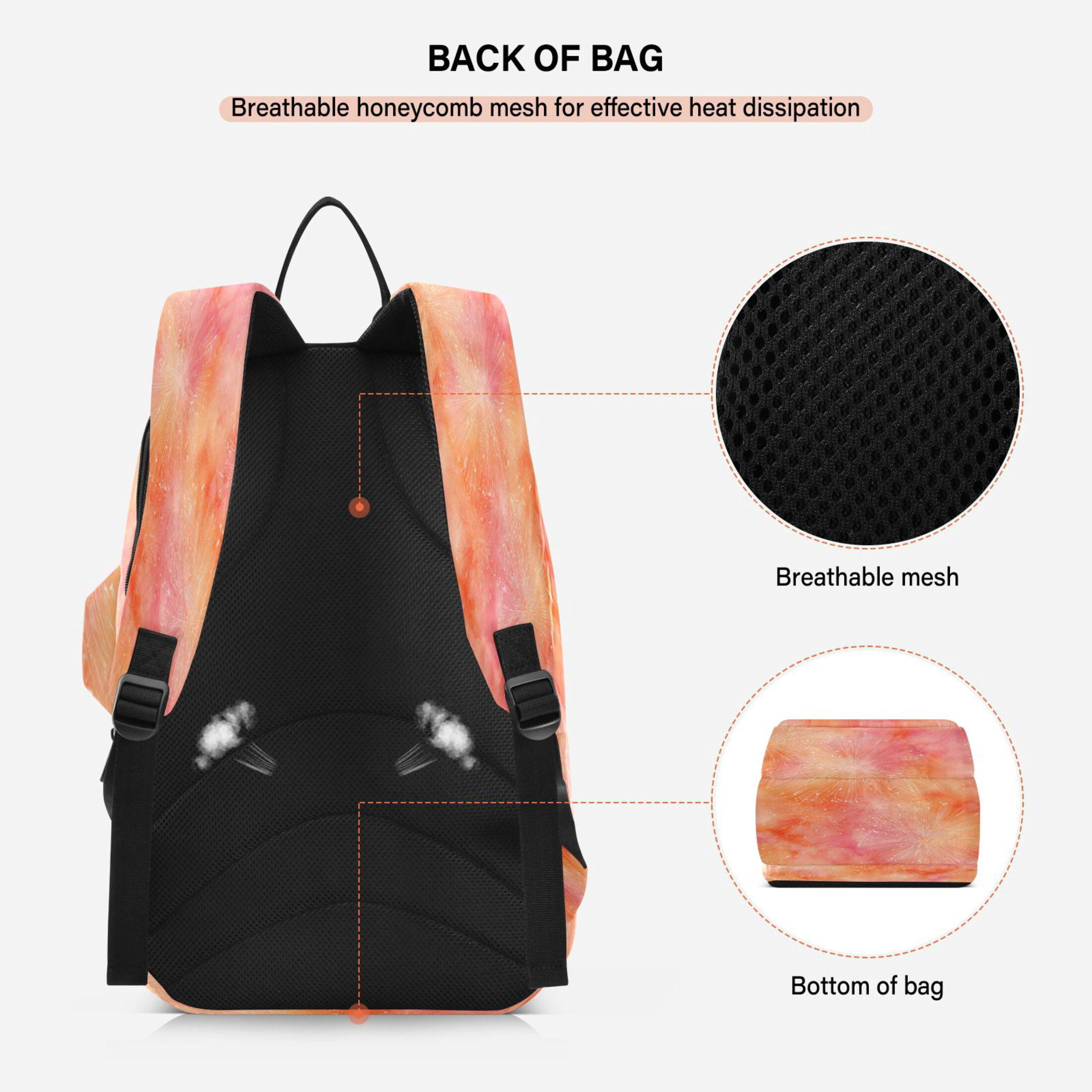 2 Racquet Holder Tennis Backpack Tennis Racket Covers Gym Bags Orange Tie-dye Firework