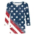 thumbnail image 4 of Plus Size 3/4 Sleeve Shirts for Women Independence Day Crewneck Tunic Tops 4th of July American Flag Patriotic Tshirts Trendy Stars Stripes Graphic Tee Shirt Loose Comfy Vacation Outfits 2025, 4 of 5