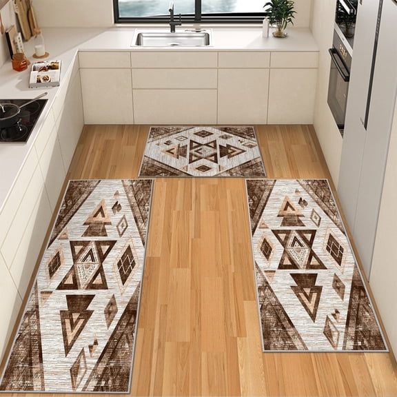 IsecretJoy Washable Kitchen Rugs Sets of 3, Non Slip Kitchen Mats for Floor Waterproof & Stain Resistant Runner Rug for Kitchen, Laundry Room, Hallway