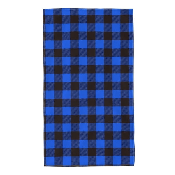 Fotbe Buffalo Plaid Blue Black Toalla Premium con Patrón, Toalla de Microfibra de Secado Rápido, Ligera y Altamente Absorbente (27.5x16in), Ideal para Uso Diario