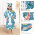 thumbnail image 3 of FORMRS Wearable Blanket Hoodie with Sleeves for Kids Cozy Flannel Sweatshirt, Blue Easter Bunny, 3 of 7