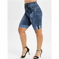 thumbnail image 4 of Vintage Skinny Short Jeans Women Summer Streetwear Jeans Yoga Mid Waist Hole Denim Shorts, 4 of 5
