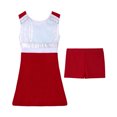 thumbnail image 4 of CHICTRY Costumes de Cheerleading Brillants à Sequins pour Filles Enfants Ensemble Robe de Sport Sans Manches et Shorts Vêtements de Scène Rouge 14, 4 of 6