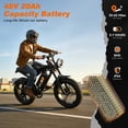 thumbnail image 5 of Efunkeep 20" x 4" Fat Tire Electric Bike, Peak 1500W Motor Dirt Adult Ebike with 48V 20Ah, Electric Mountain Bicycle with 7 Speed, UL2849, 5 of 10