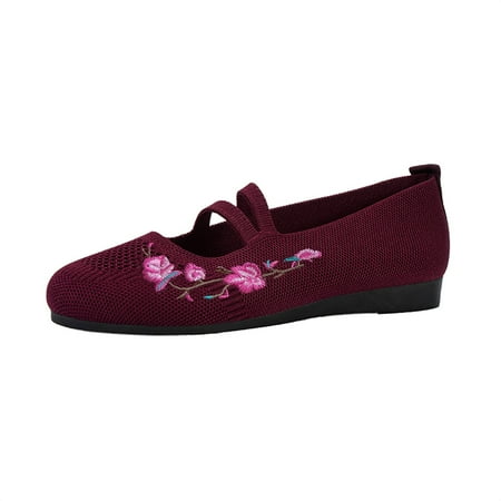 

Sngxgn Slip-on Loafers for Women Square Toe Knit Flat Shoes for Women Dressy Casual Work( 6.5)