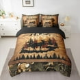 thumbnail image 3 of Homewish Wild Moose Deer 7 Pieces Bedding Comforter Set,Rustic Plant Leaves Full Bedding Set,Brown Black Fitted Sheet Flat Sheet For Boys Kids,Luxury Bedroom Decor Reversible, 3 of 9