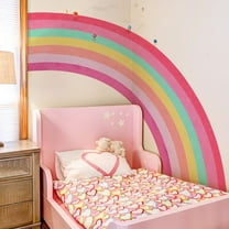 Large Boho Rainbow Wall Decals - Watercolor Half Rainbow Wall Stickers DIY Peel and Stick Self Adhesive Vibrant Pastel Giant Wallpaper Wall Decor for Kids Girls Bedroom Nursery Playroom Decoration