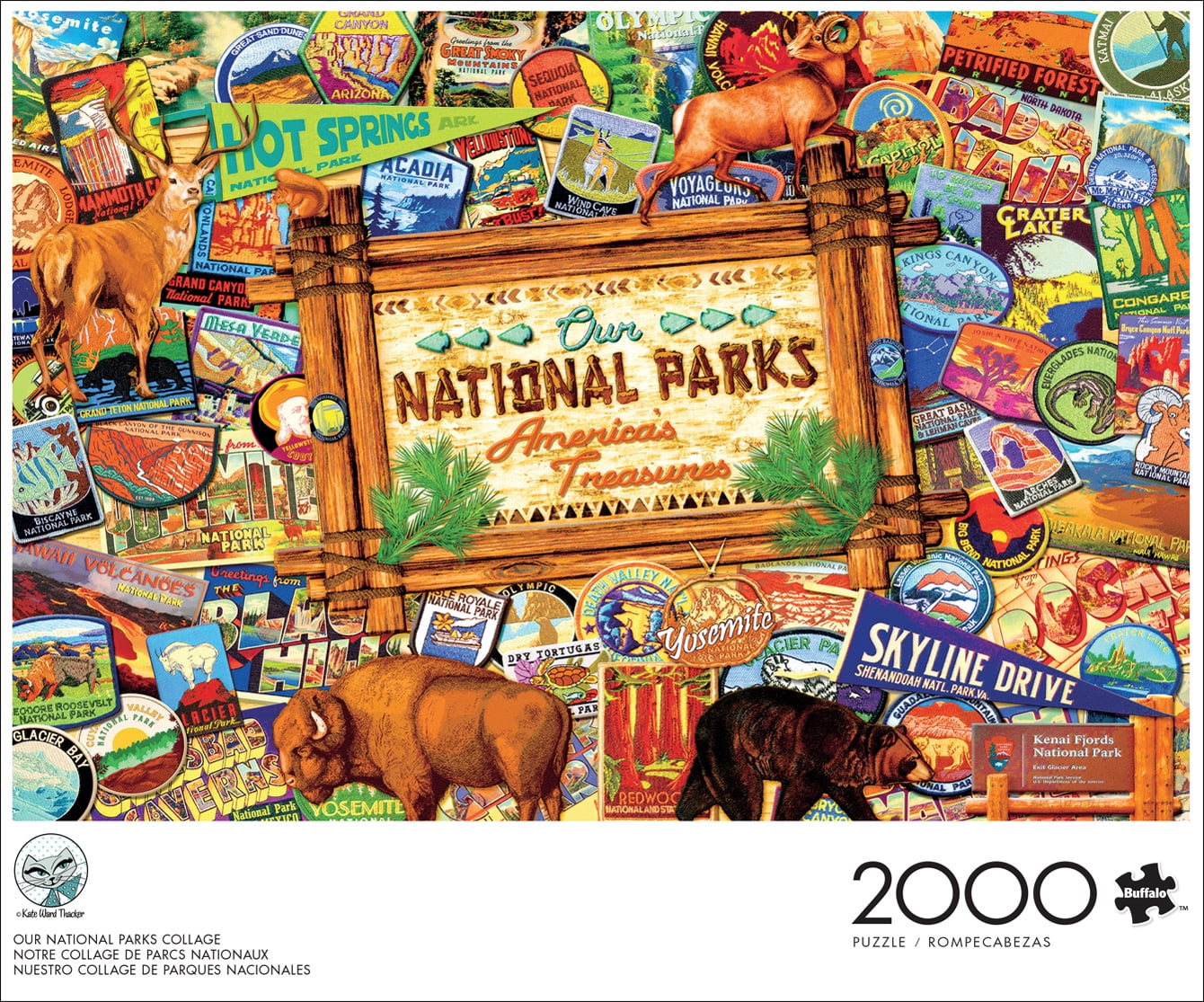 Buffalo Games Our National Parks Collage 2000-Piece 38.5 x 26.5-Inch Interlocking Jigsaw Puzzle for Adults Ages 14+