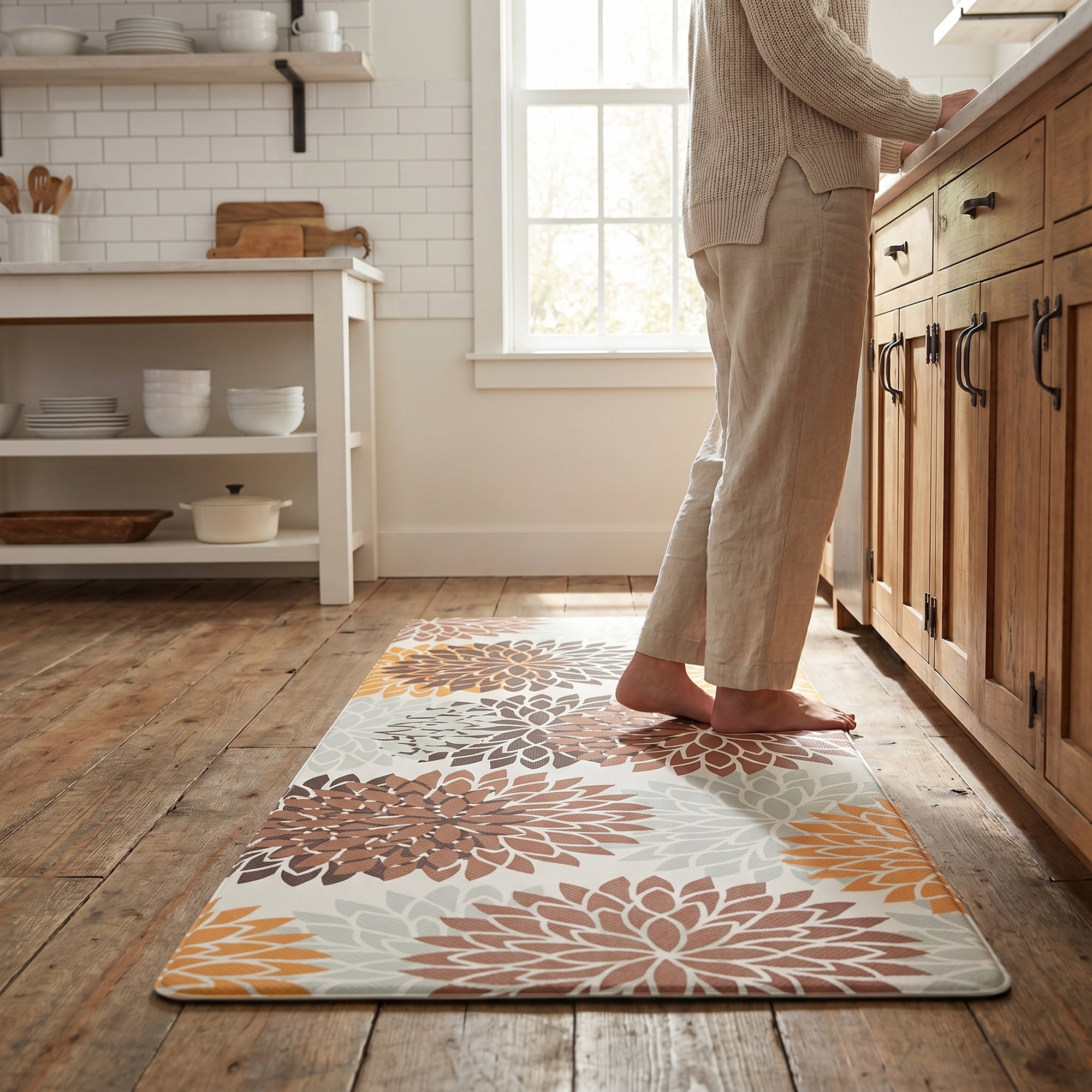 Unique Bargains Ergonomic Kitchen Mats Orange 47" x 17"