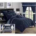 thumbnail image 1 of Chic Home CS0574-US Pinch Pleated Design Reversible Chevron Pattern Comforter Set with Sheets, Window Treatments & Decorative Pillows - Navy - King - 20 Piece, 1 of 1