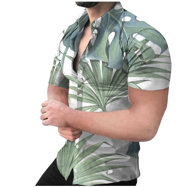 Camisa de playa hawaiana para hombre Camisa bohemia de verano Pompotops oipoqjl46541