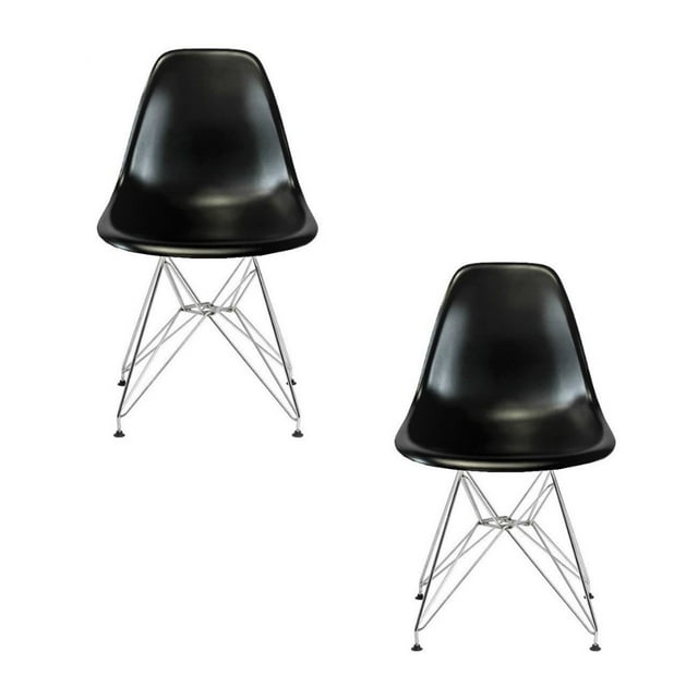 Madloi Chaise avec Pattes en Métal Chromé, Noire