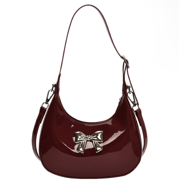 2033 Bolso Hombro Brillante Charol Bolso Media Bolso Cruzado para Axila (rojo) Rojo