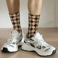 thumbnail image 6 of Rateoe Argyle of brown for Women Casual Calf Socks - Cute Crew Socks - Thin Soft Above Ankle Socks Size 5-11, 6 of 6