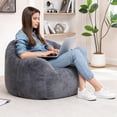 thumbnail image 4 of HSUNNS Bean Bag Chair for Adults, Comfy Bean Bag Sofa with Memory Foam Filled, Armrests Stuffed High-Density Foam, Lazy Sofa Lounge Chair for Living Room, Grey, 4 of 8
