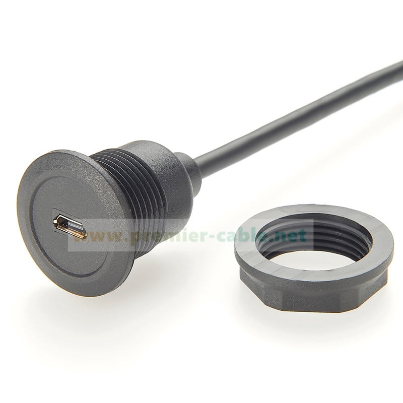 Micro USB Male to Female Extension Cable Flush Panel Mount Micro USB Type B Data & Charging Cable for Car, Boat, Enclosure