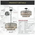 thumbnail image 2 of Black Crystal Chandelier 6-Lights Luxury Crystal Pendant Chandelier 20'' Drum Semi Flush Mount Ceiling Lights for Dining Room Foyer Living Room Bedroom Kitchen, 2 of 8