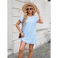 thumbnail image 6 of Women's Round Neck Short Sleeve Mini Dress 65% Rayon 30% Polyester 5% Spandex Lightweight Daytime Wear Daily Wear, 6 of 17
