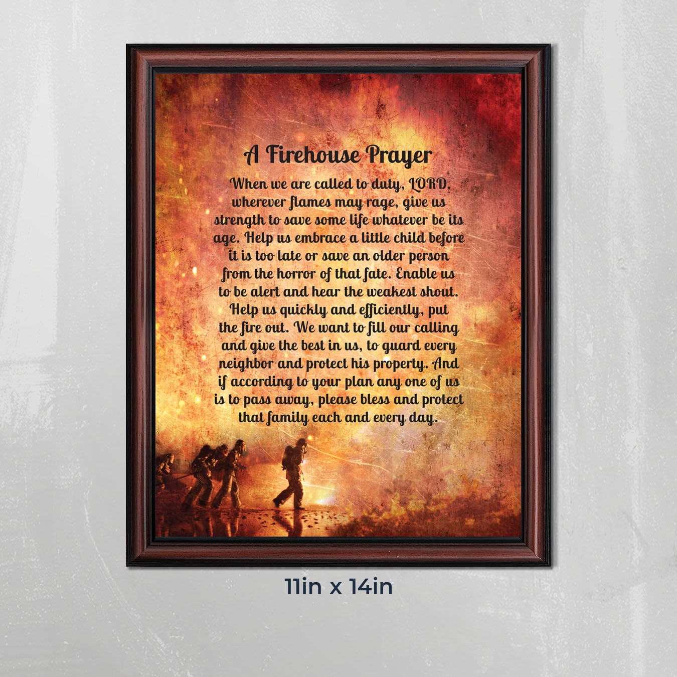 Fire Station Firefighter Gifts for Men and Women, Fire Academy Graduation Gift, Fire Fighter Gifts or Firehouse Decor, A Fireman's Prayer Framed Wall Art for Home, 2107