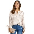 thumbnail image 1 of VISgogo Blusa de Mujer Leopardo Estampado Jacquard Botones Cuello Redondo Manga Larga Casual Camisas VISgogo moda, 1 of 9