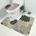 thumbnail image 2 of Gray Floral and Petal Pattern Bathroom Rugs Sets 3 Piece,Toilet Cover Set,Absorbent Non Slip Bathroom Mats Sets with U-Shaped Contour Rug Toilet Rug Set, 2 of 5
