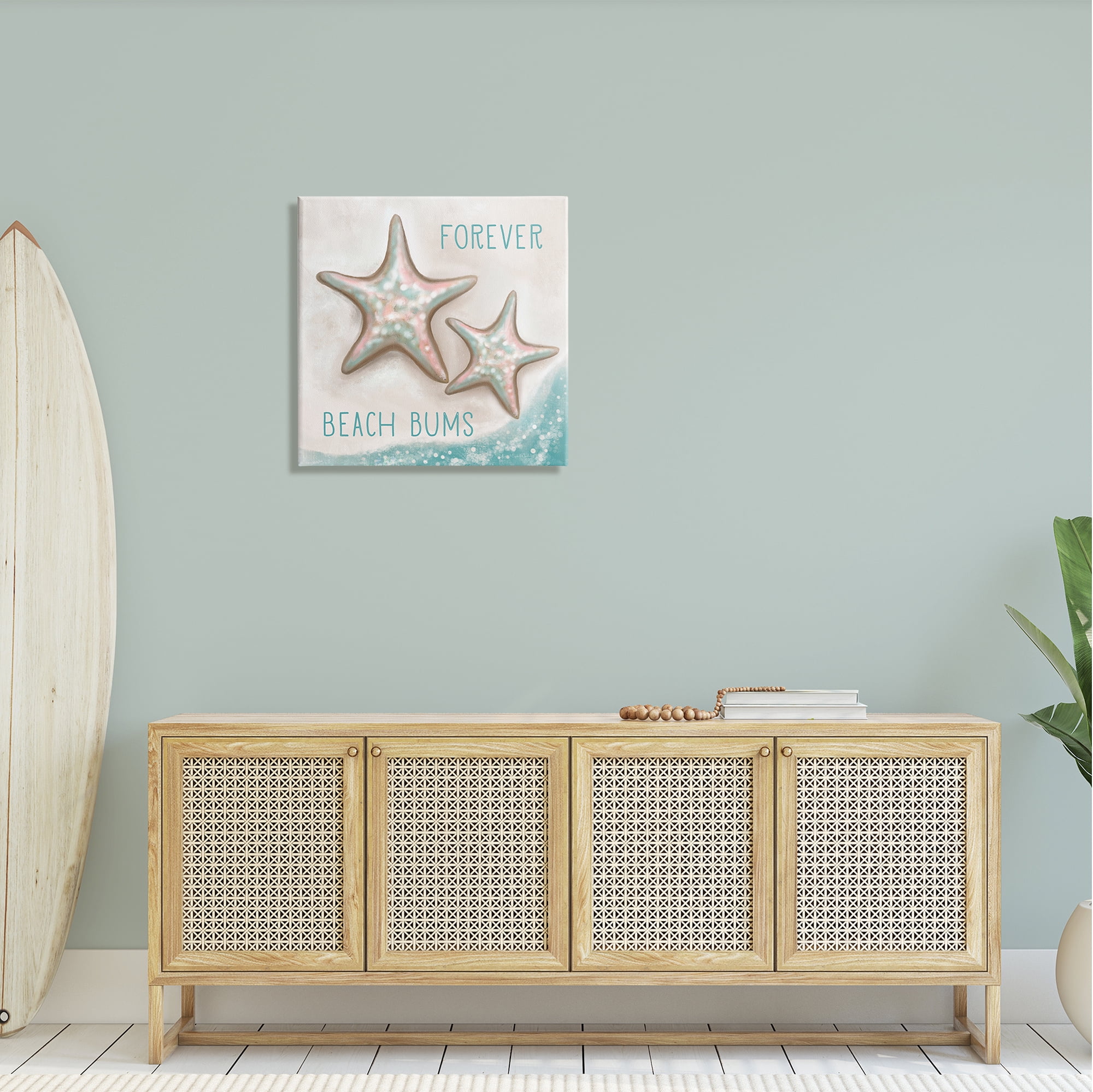 Stupell Forever Beach Bums Starfish Duo Landscape Painting Gallery Wrapped Canvas Print Wall Art