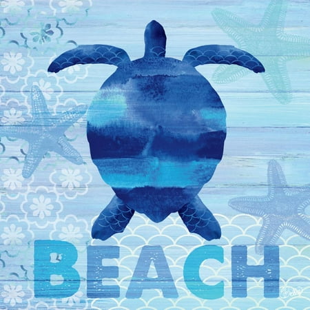 Authentic Beach Sea Glass - Sea Glass Turtle Coastal Beach Sign Print Wall Art By Studio Bella